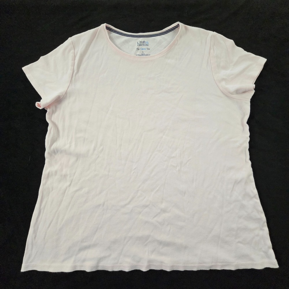 Croft & Borrow Classic Tee Pink Short Sleeve‎ Cotton T-Shirt Women's L